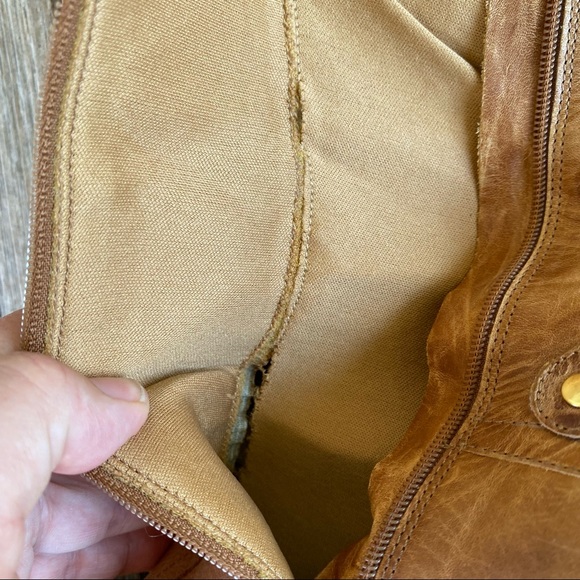 Jessica Simpson Distressed Leather Tall Boots Size 10 Stacked Heel Butterscotch - Picture 14 of 14